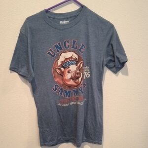 Academy Uncle Sammy Short Sleeve Graphic Tee - Grayish Blue Size Medium